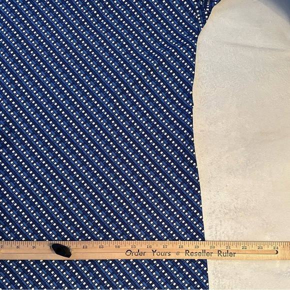 J. McLaughlin Blue & White Weave Print Stretch Dress M ruffle neckline 3/4 slv - Picture 4 of 10